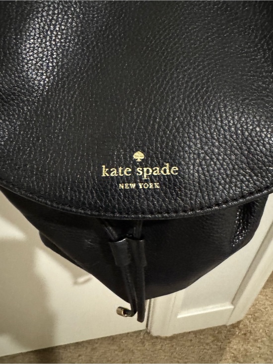 kate spade Black Pebbled Leather Drawstring Backpack